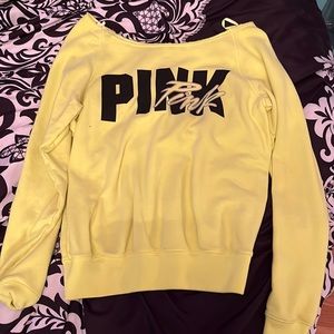 Neon yellow PINK Victoria’s Secret off the shoulder long sleeve